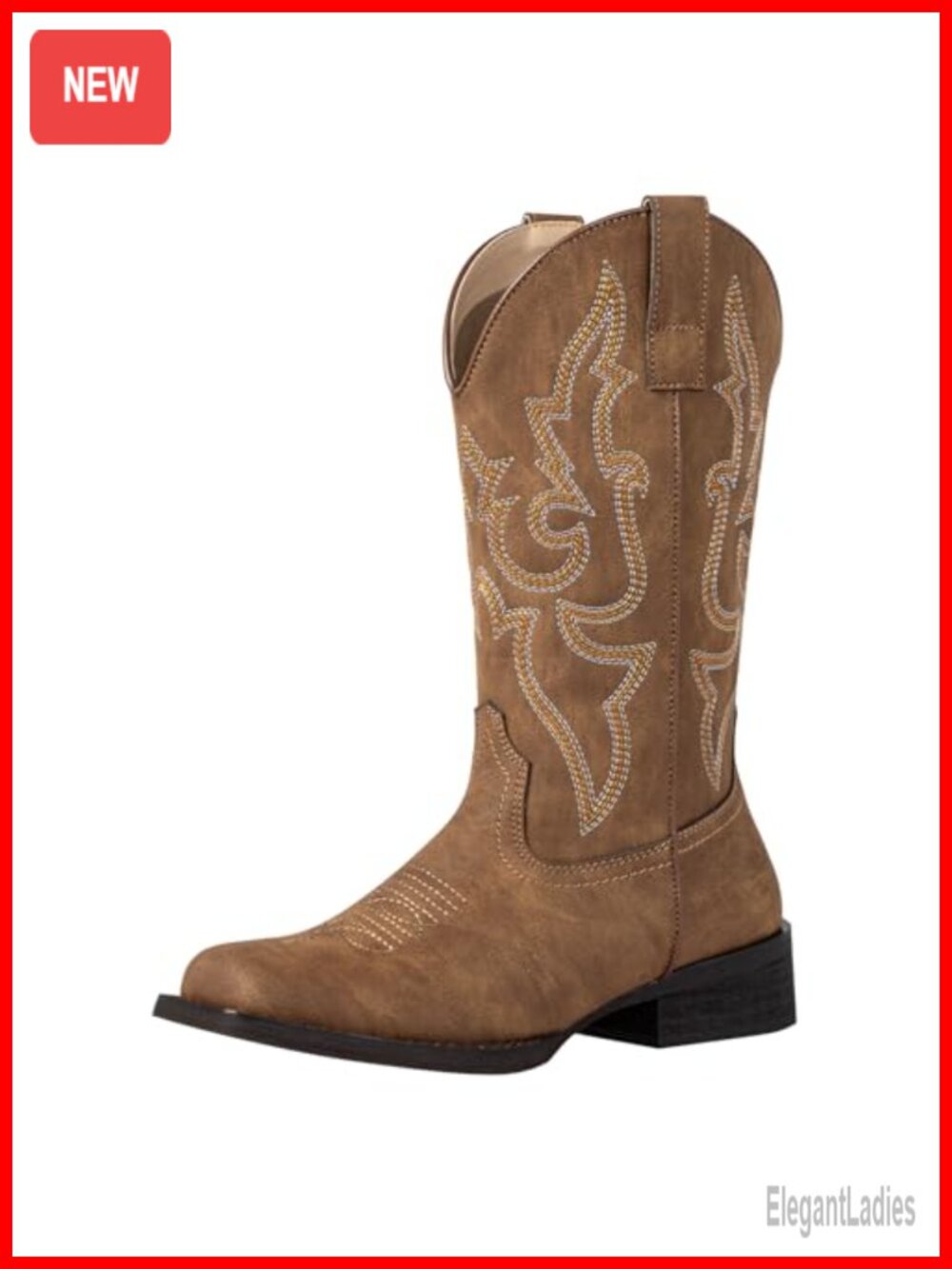 Square Toe Cowboy Boots Faux Leather Wide Calf Western Women's